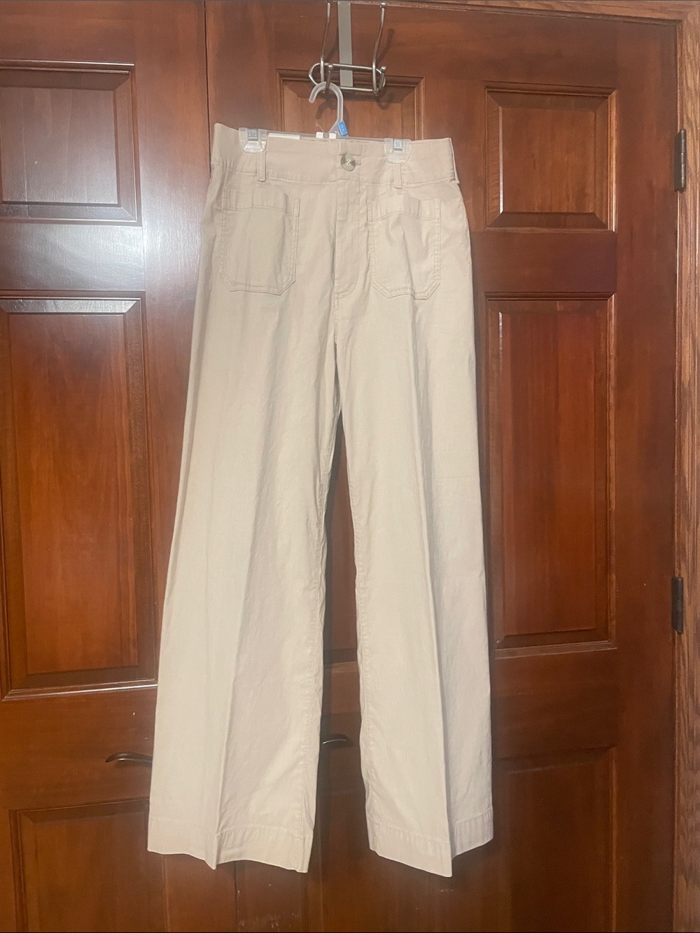 Maeve Wide-Leg Khaki Chinos in Light Beige